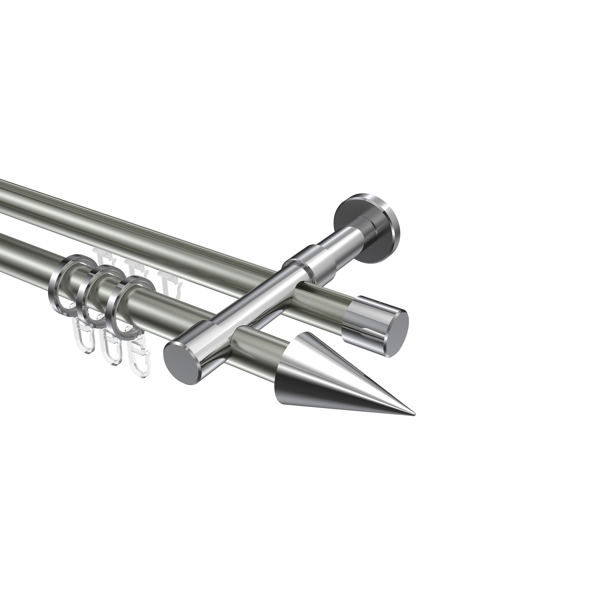 Rohr-Innenlauf-Gardinenstange Edelstahl-Optik / Chrom, doppelläufig Aluminium / Metall 20 mm Ø Prestige Savio