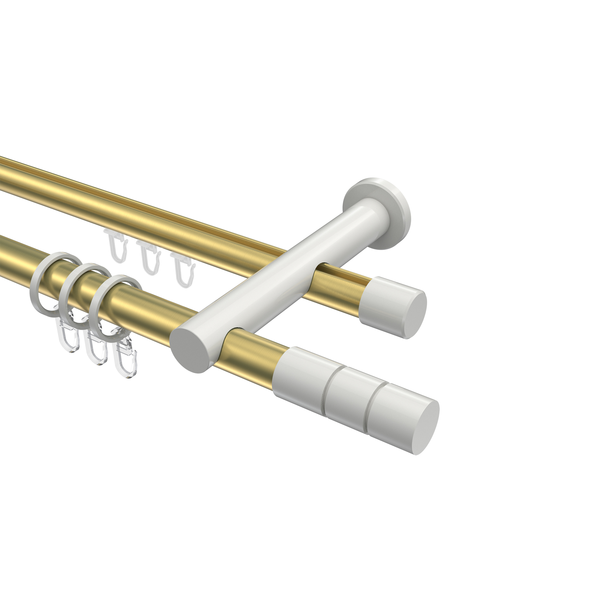 Rohr-Innenlauf-Gardinenstange Messing-Optik / Weiß, 2-läufig Aluminium / Metall 20 mm Ø Platon Elanto