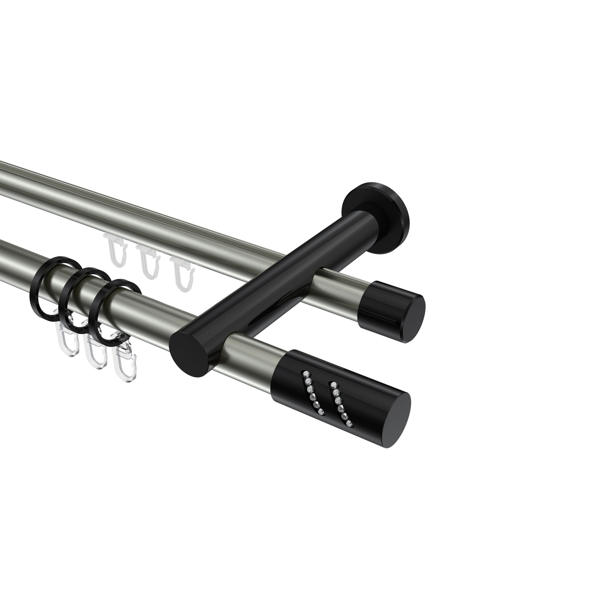 Rundrohr-Innenlaufstangen Edelstahl-Optik / Schwarz, Aluminium / Metall 20 mm Ø Platon Zoena