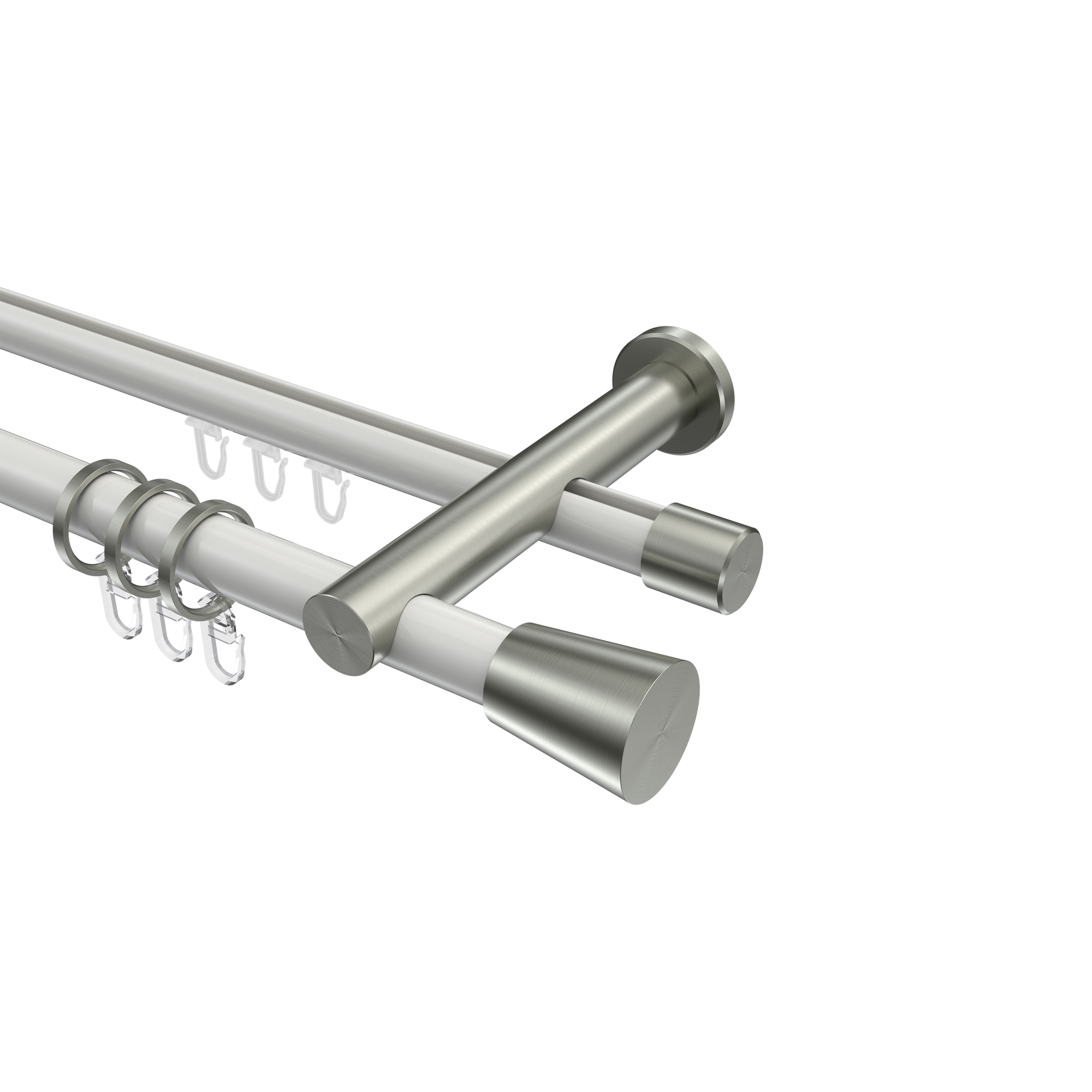 Rundrohr-Innenlaufstange Weiß / Edelstahl-Optik, Aluminium / Metall 20 mm Ø Platon Sitra