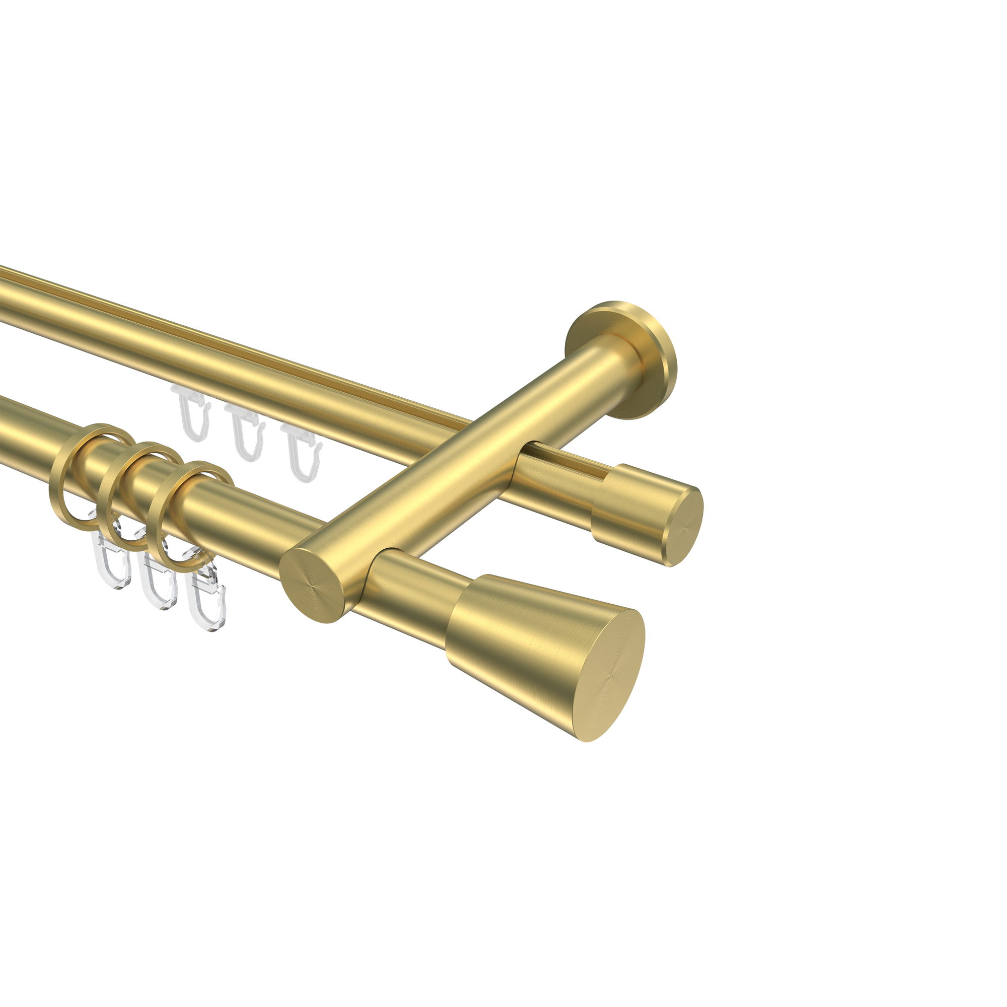 Gardinenstangen mit Innenlauf / Rundrohr Messing-Optik 20 mm Ø Platon Sitra, 2-läufig