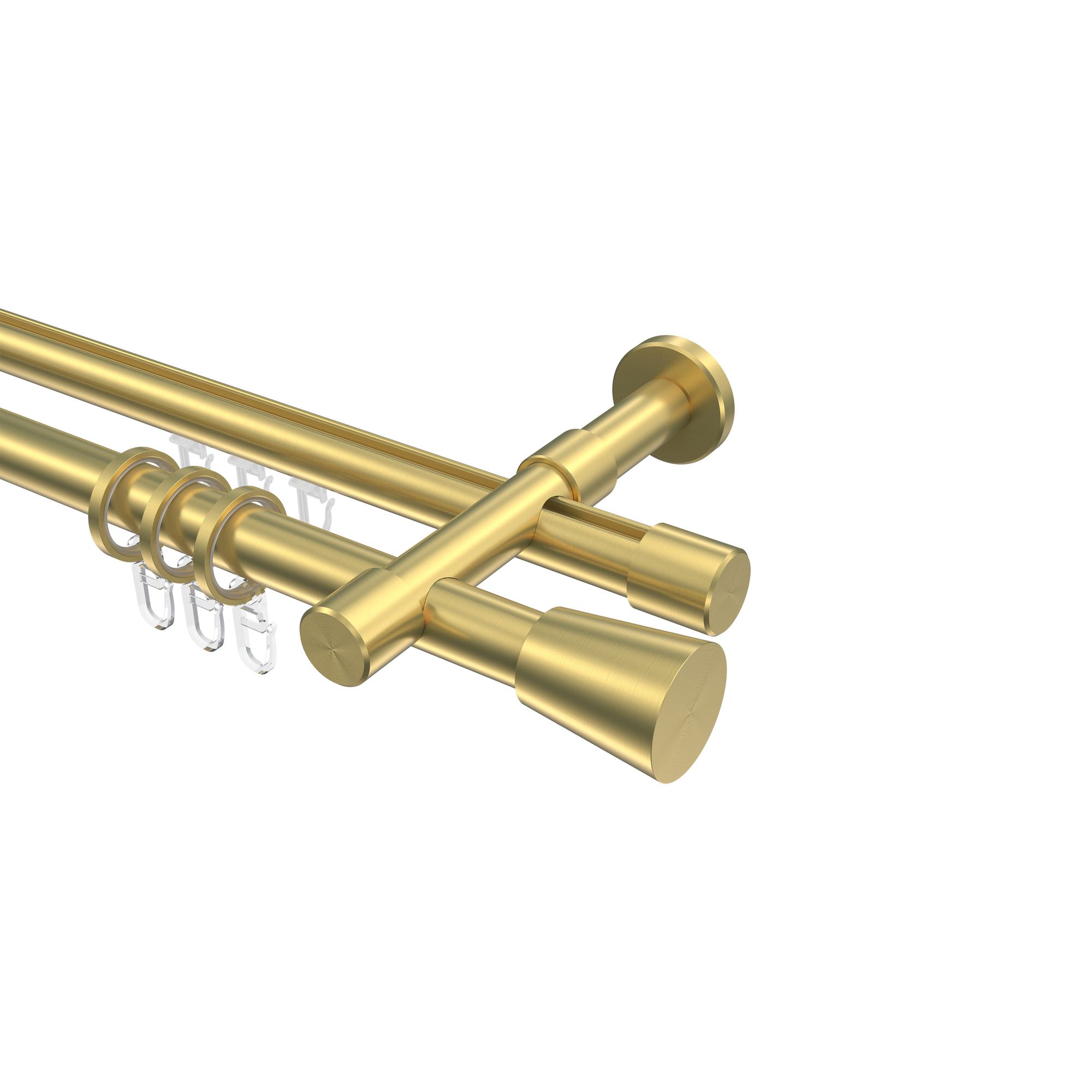 Gardinenstangen mit Innenlauf / Rundrohr Messing-Optik 20 mm Ø Prestige Sitra, 2-läufig