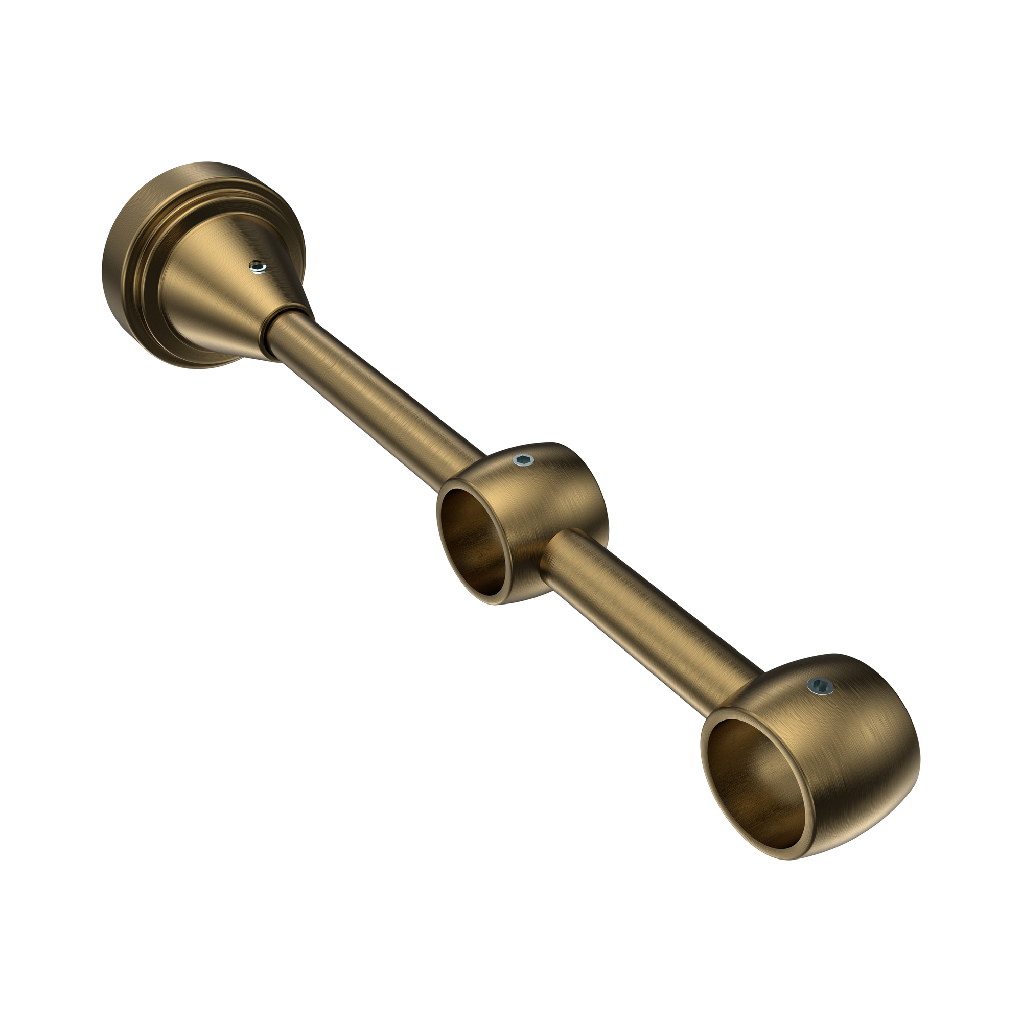 Metall Träger doppelläufig Messing-Antik 11 / 17 cm Primus für 16 mm Ø Gardinenstangen