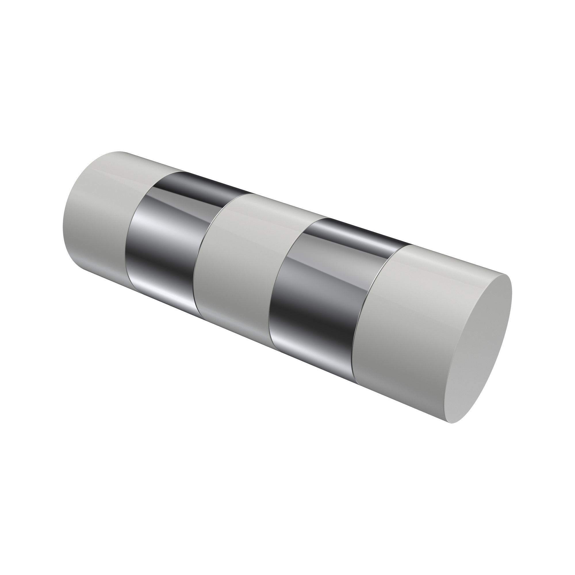 Endstücke Mavell (Zylinder Bicolor) Weiß / Chrom für 20 mm Ø Gardinenstangen