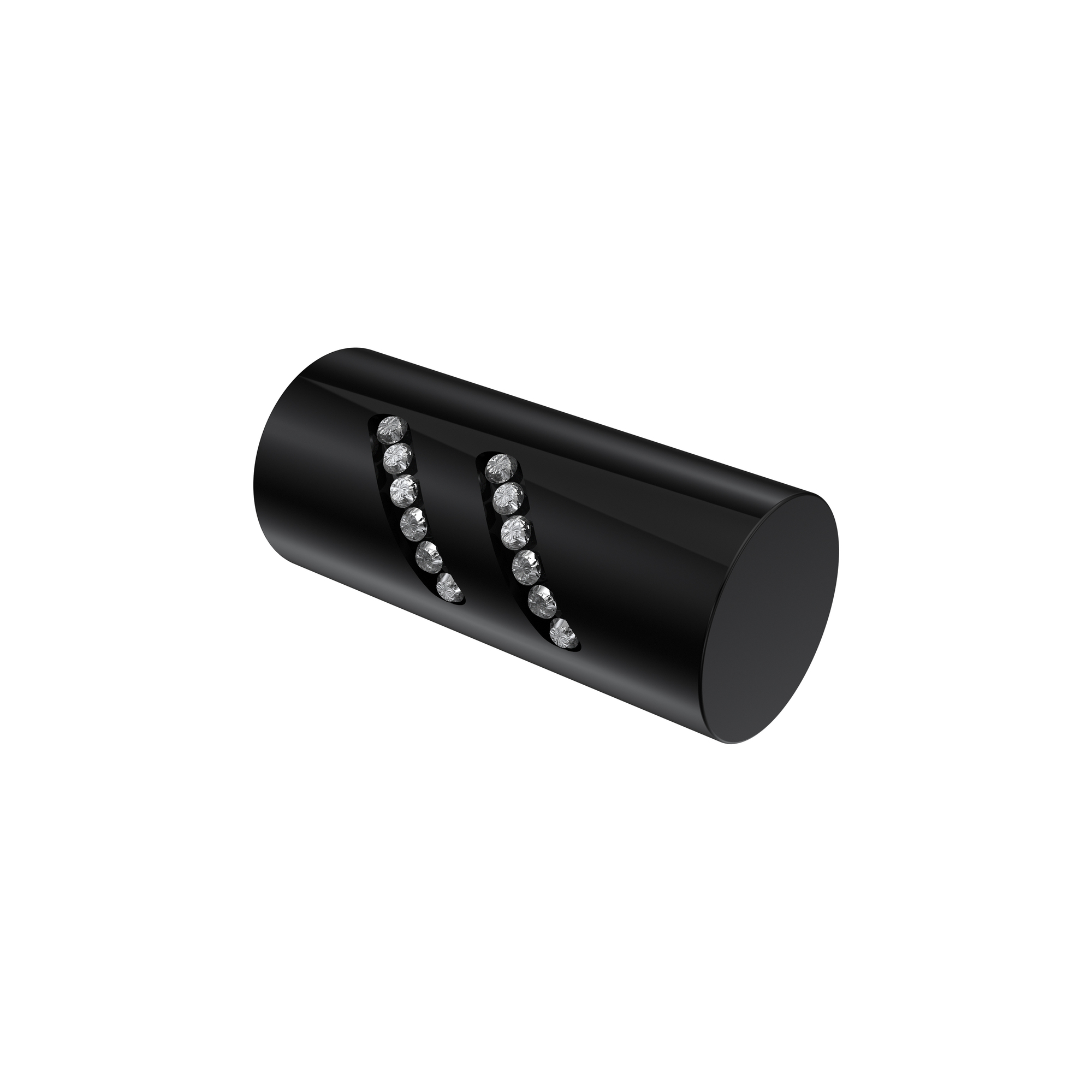 Endstücke Zoena (Zylinder Glitzer) Schwarz für 20 mm Ø Gardinenstangen