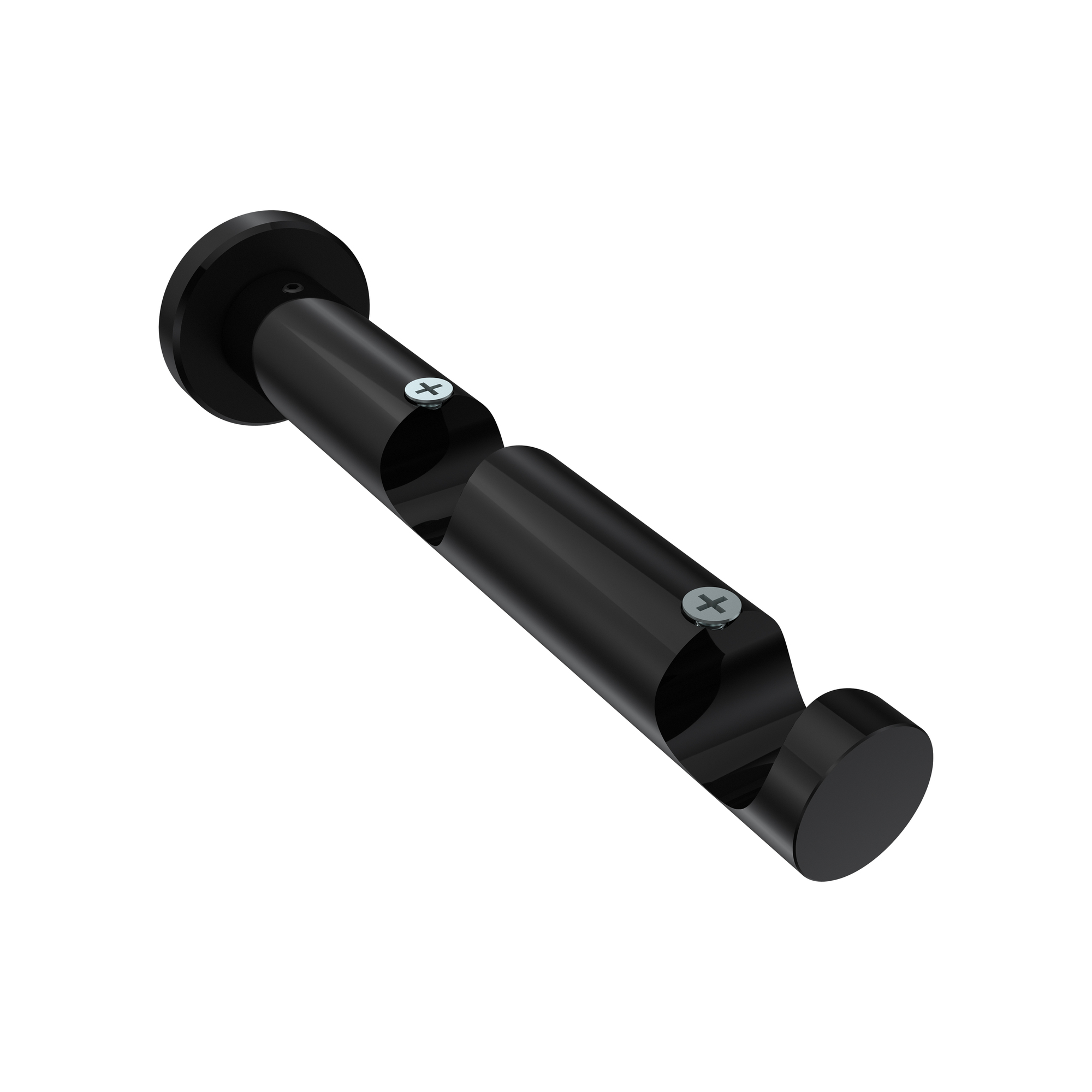 Träger / Halterung doppelläufig Schwarz 7,5 / 14,5 cm Platon für 20 mm Ø Vorhangstangen