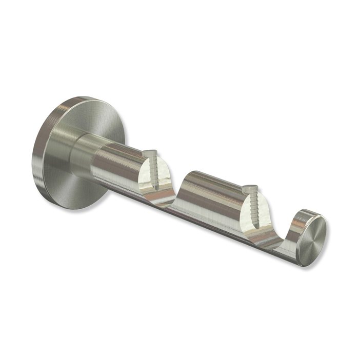 Träger / Halterung 2-läufig Edelstahl-Optik 5 / 10 cm Parex für 20 mm Ø Gardinenstangen