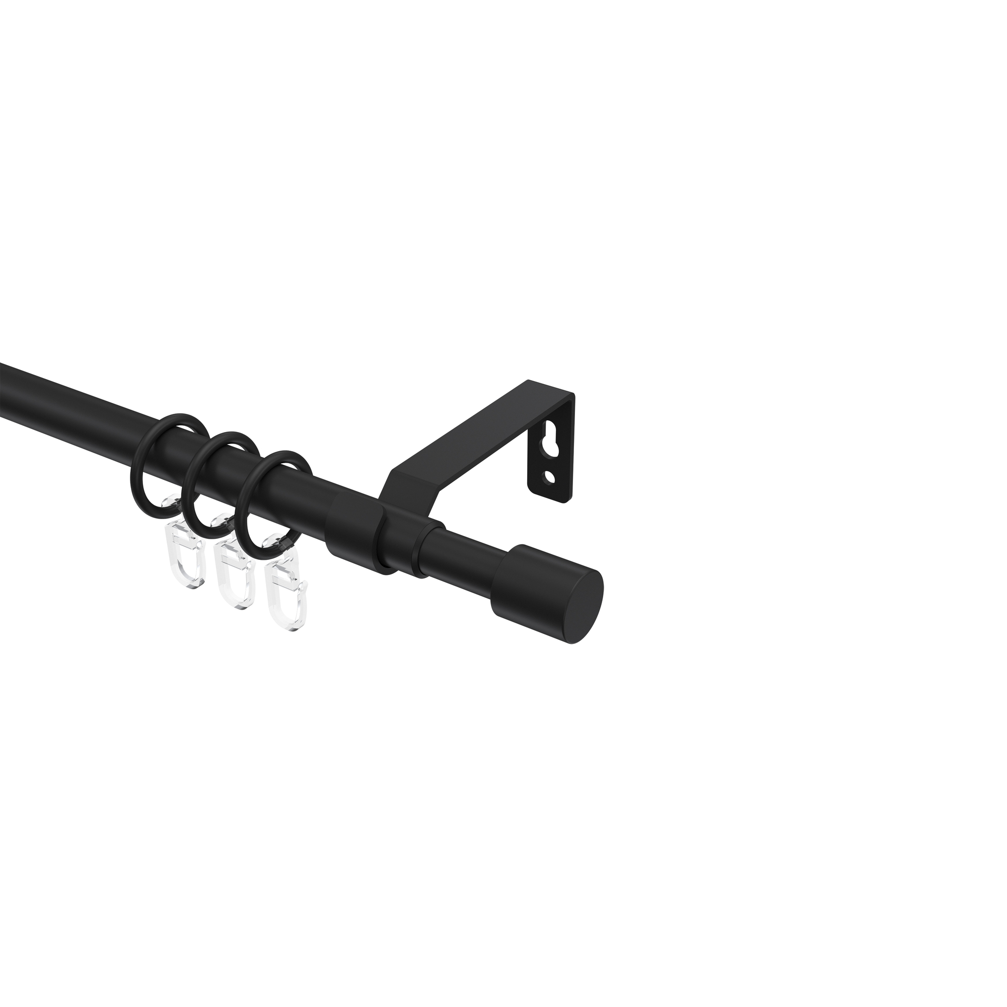 Ausziehbare Gardinenstangen Schwarz 16/13 mm Ø Hera Livo (Kappe)