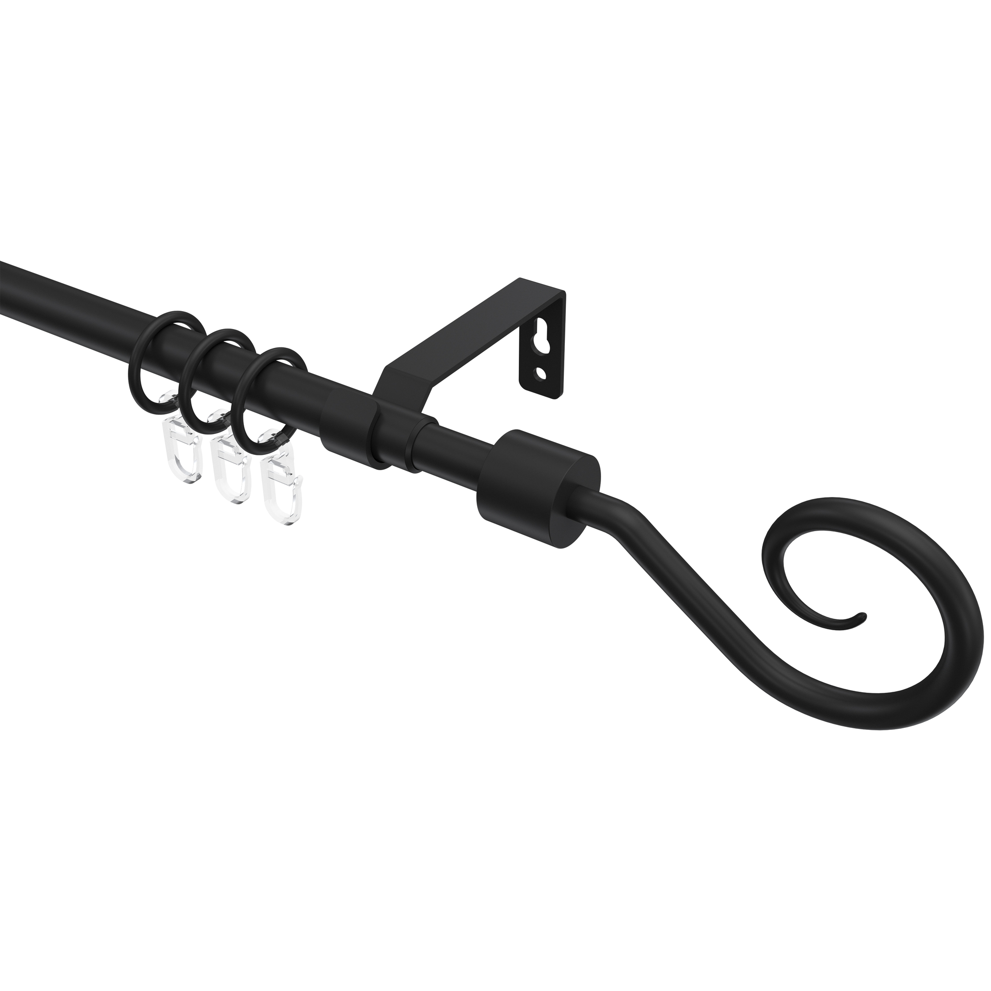 Ausziehbare Gardinenstange Schwarz 16/13 mm Ø Hera Helix (Spirale)