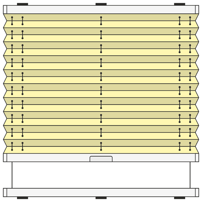 Dachfenster Plissee Modell PDB11, verspannt mit Bediengriff