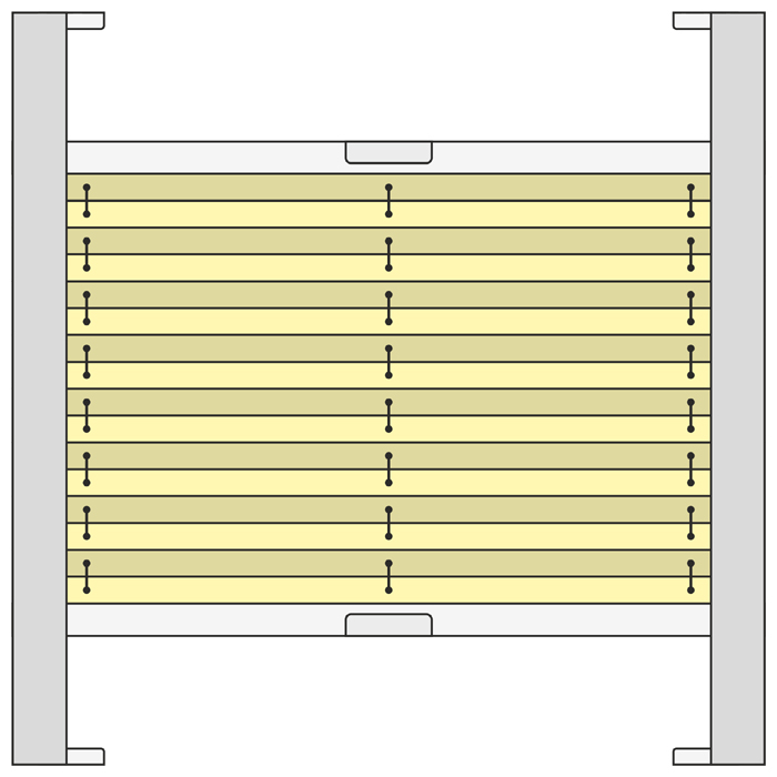 Dachfenster Plissee Modell PDB41, verspannt, variabel mit Bediengriffen