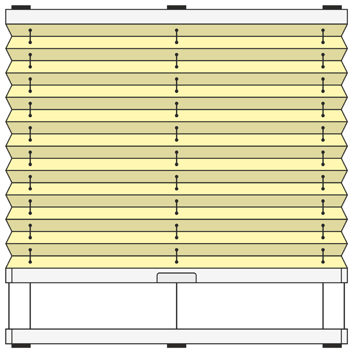 Plafond Plissee Modell PPB10, verspannt mit Bediengriff