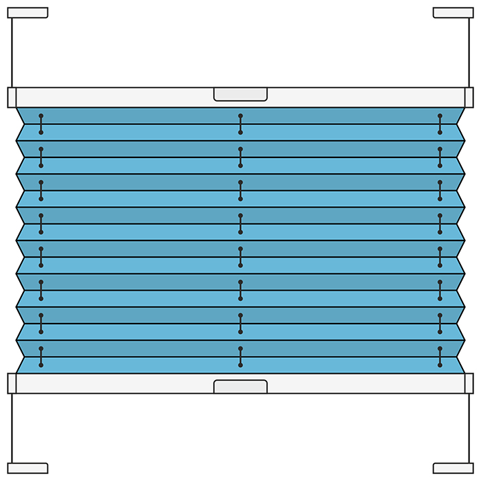 Plissee Modell VS2, verspannt, variabel mit Bediengriffen