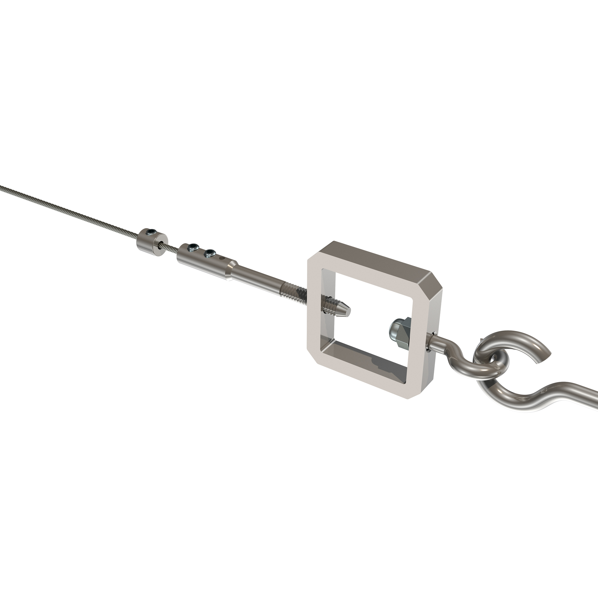 Seilspanngarnitur / Seilspanner Modell Joy - Quadrat vernickelt